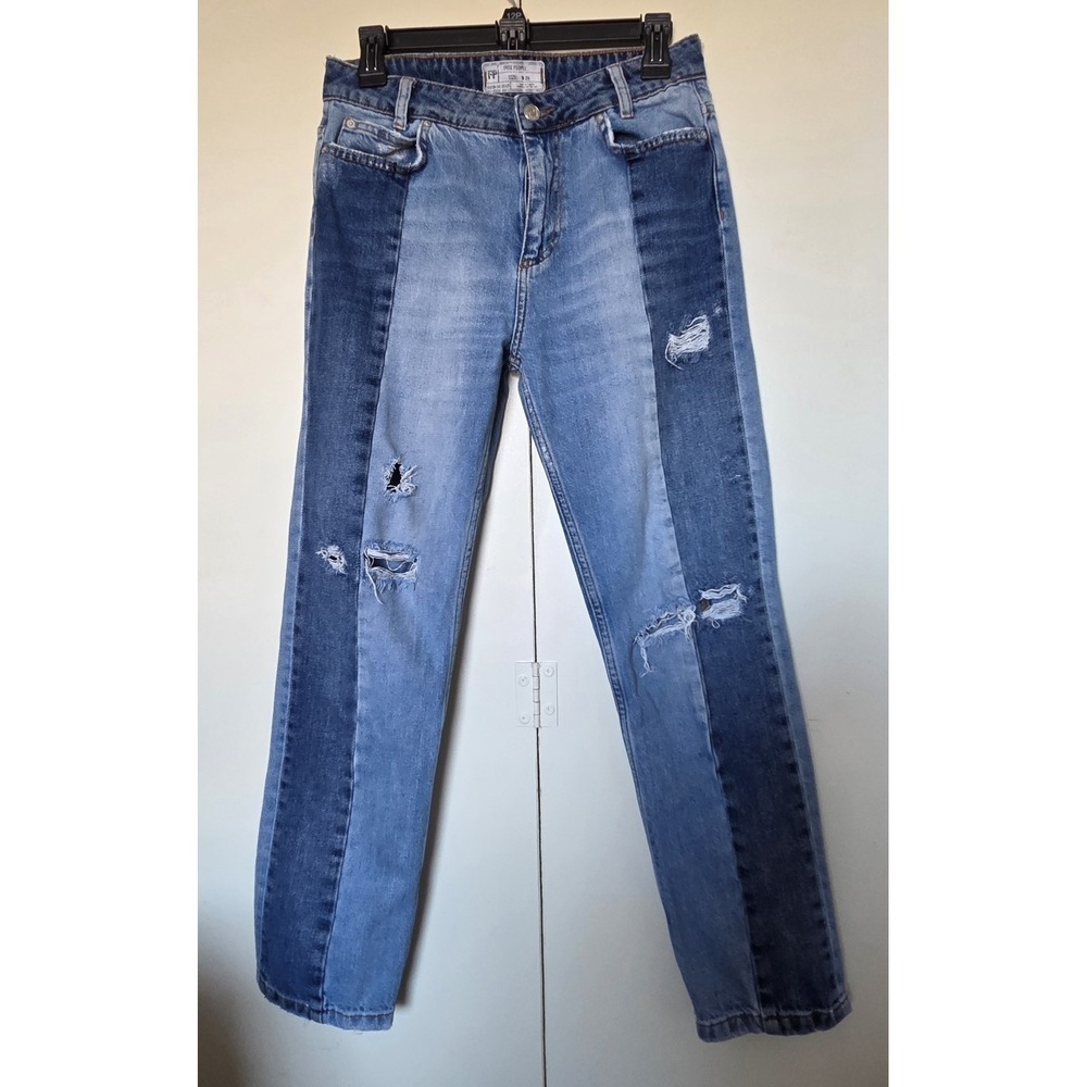 FREE PEOPLE Women's Two-Tone Jeans Distressed Sz 26 Excellent Used Condition - Picture 1 of 4